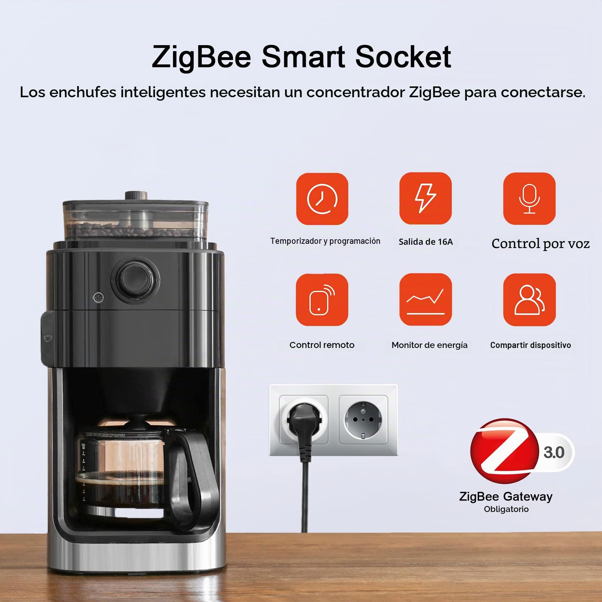 Enchufe Inteligente ZigBee, 16A Alexa Enchufe con monitor de consumo de energía, App Control remoto Smart Plug con temporizador, control por voz compatible con Alexa/Google Home, Hub Requerido 4PCS