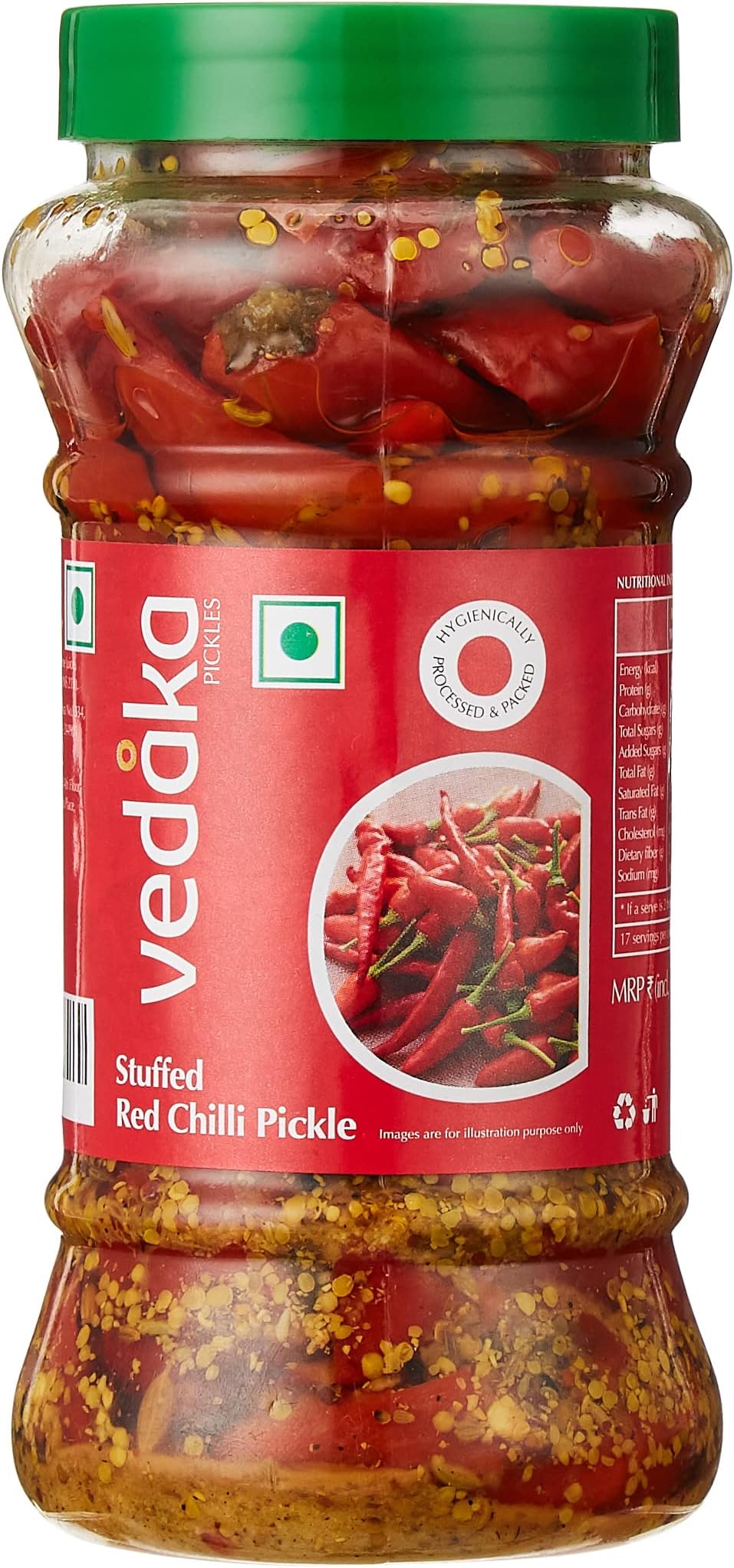 Amazon Brand - Vedaka Stuffed Red Chilli Pickle | 500 G