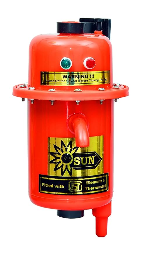 yalli SUN Instant Running Abs Plastic, Auto Cut Off And Manual Reset, Inlet And Outlet Thread Vss Instant Water Heater (Red), 220 Watts, 6 Liters