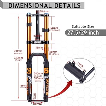 BUCKLOS Downhill Air Suspension Fork 27.5 15 * 110mm Boost Tapered Travel