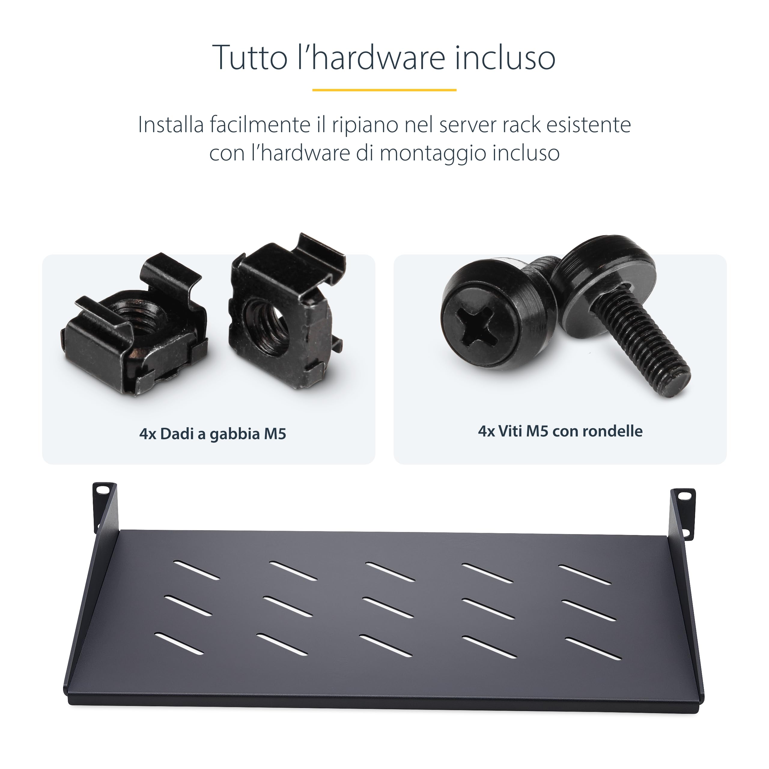 StarTech.com Ripiano Rack 19" 1U Ventilato, Mensola per Armadio di Rete 11,3kg 31,5cm