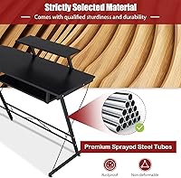 Vista 8 de Tangkula Escritorio para computadora en forma de L, estación de trabajo de esquina para oficina en casa con soporte de anfitrión móvil, estante