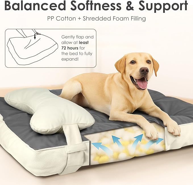 Cama para Perro Grande Impermeable con Almohada Hueso y Base miniatura 3