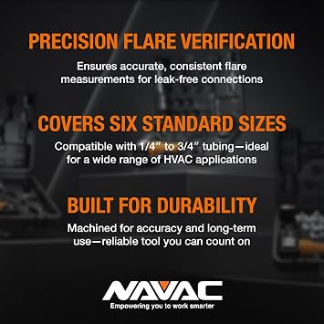 NAVAC NFG1 Flare Gauge for ACR Soft Copper Tubing - 1/4 to 3/4 in OD