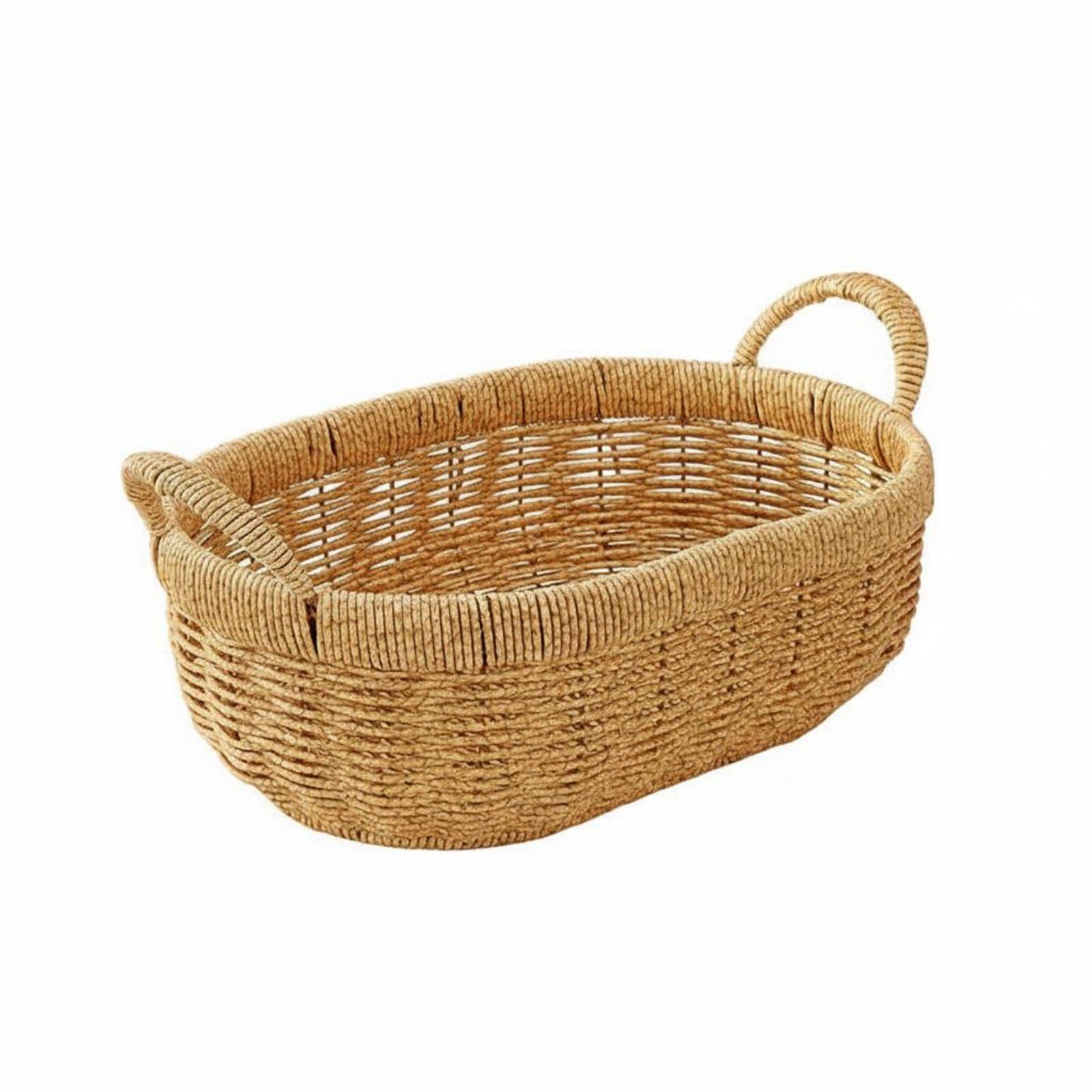Panier Industriel Panier Ovale Tressé, size to 1, Ovale Avec Poignées, Motif Floral Jaune