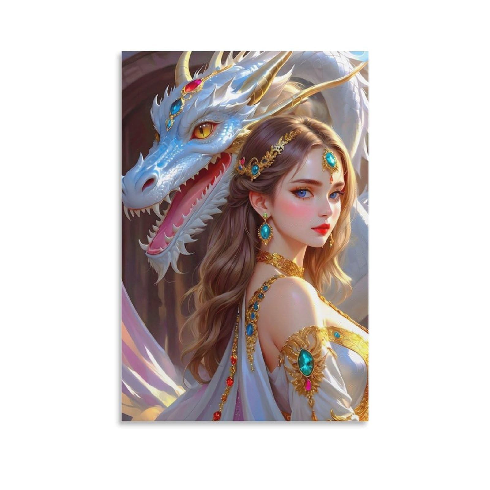 DHBANEIOK Fantasy Dragon Queen Wall Decor Poster Canvas Prints Picture Modern Wall Art Picture Wall Hanging for Bathroom Wall Decor 12x18inch(30x45cm)