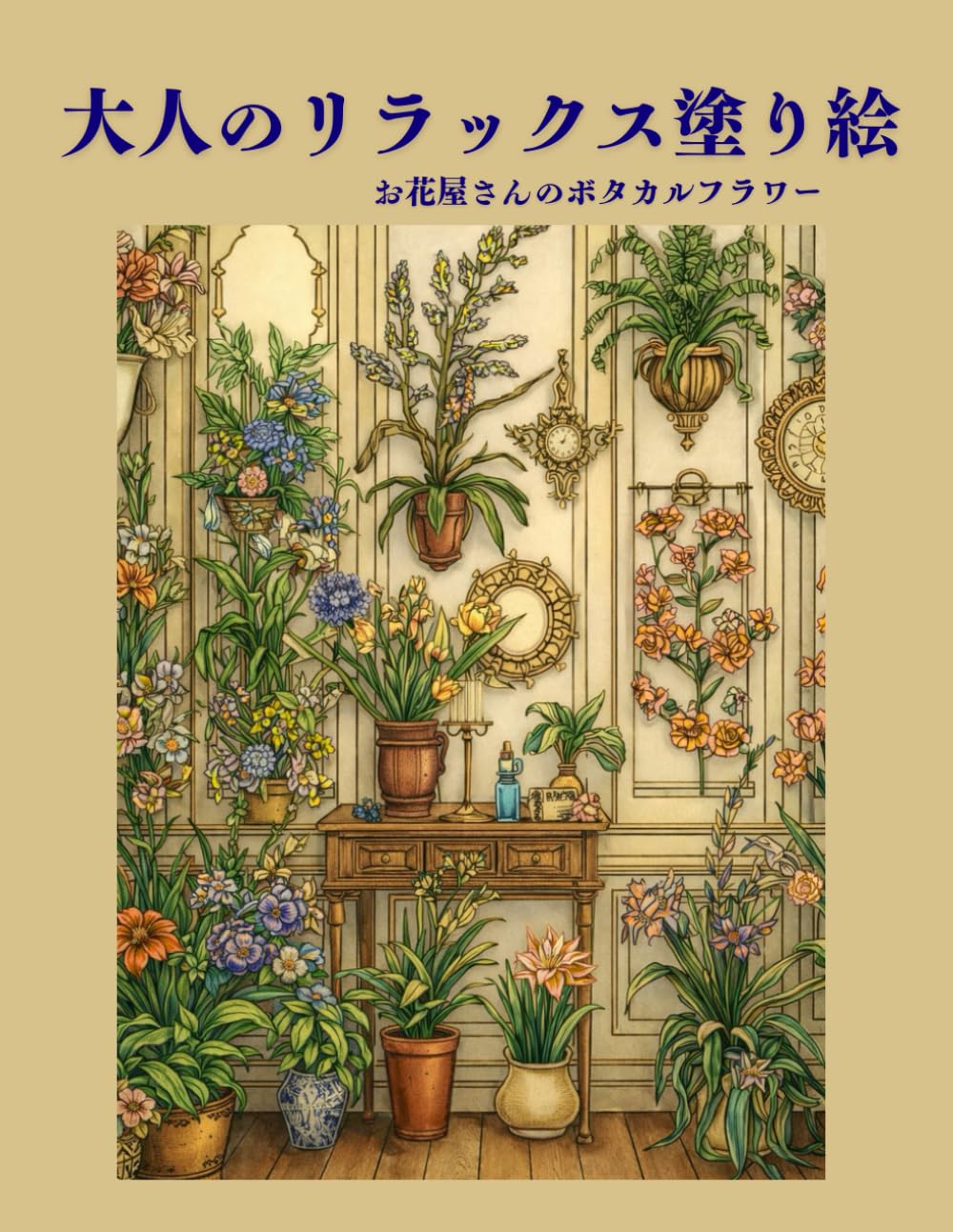 大人のリラックス塗り絵　: お花屋さんのボタニカルフラワー