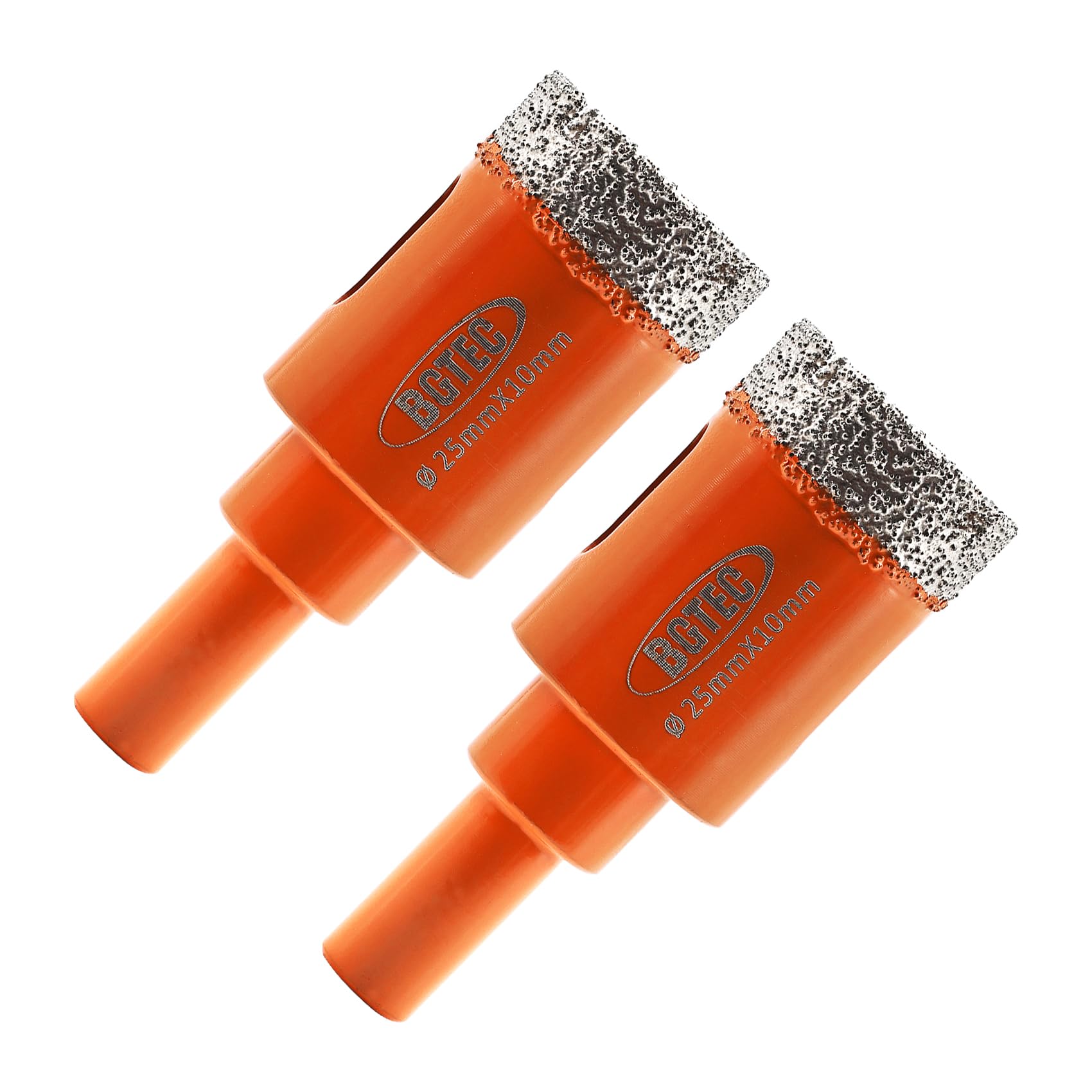 Dry Diamond Drill Bit - BGTEC 2pcs 1" 25mm Hole Saw for Granite,Marble,Masonry, Concrete, Tile/Ceramic, Glass, Hard plastic,Vacuum Brazed Diamond Core Drill Bit Kit — image 1
