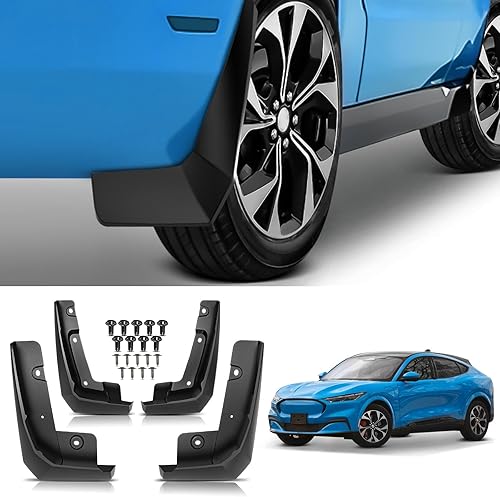 A-Premium Juego de 4 solapas de barro para salpicaduras, guardabarros con accesorios compatibles con Ford Mustang Mach-E Mach E 2021-2022,