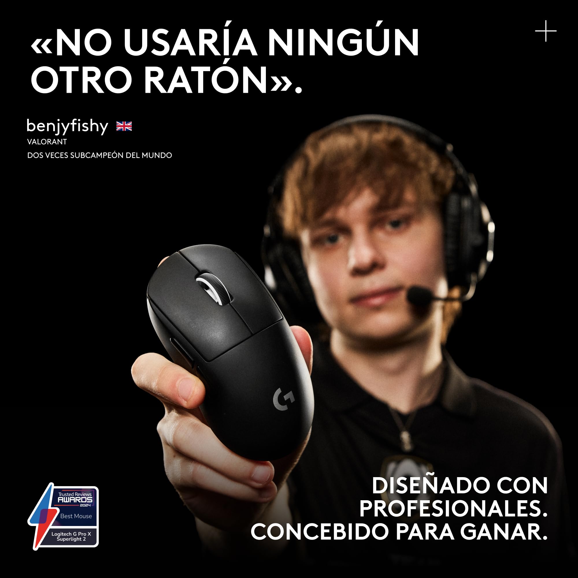 Logitech G Pro X Superlight 2, Ratón inalámbrico gamingratón Pro-Grade de 60 g con 5 Botones programables, Europa del Este Envases,44 000 dpi, Velocidad de Respuesta de 8 kHz, USB-C,PC/Mac - Negro