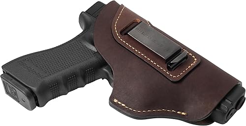 Relentless Tactical IWB The Defender - Funda de cuero para pistolas S&W M&P Shield, GLOCK 17 19 22 23 32 33, Springfield XD & XDS, y pistolas de