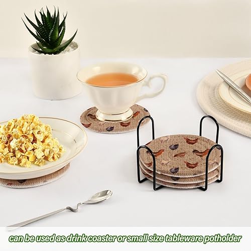 Miniatura 6 de Coasters and Holder Set of 6 Coasters for Drinks Absorbent Coasters for Office Posavasos para Mesa Brown Plaid Thanksgiving