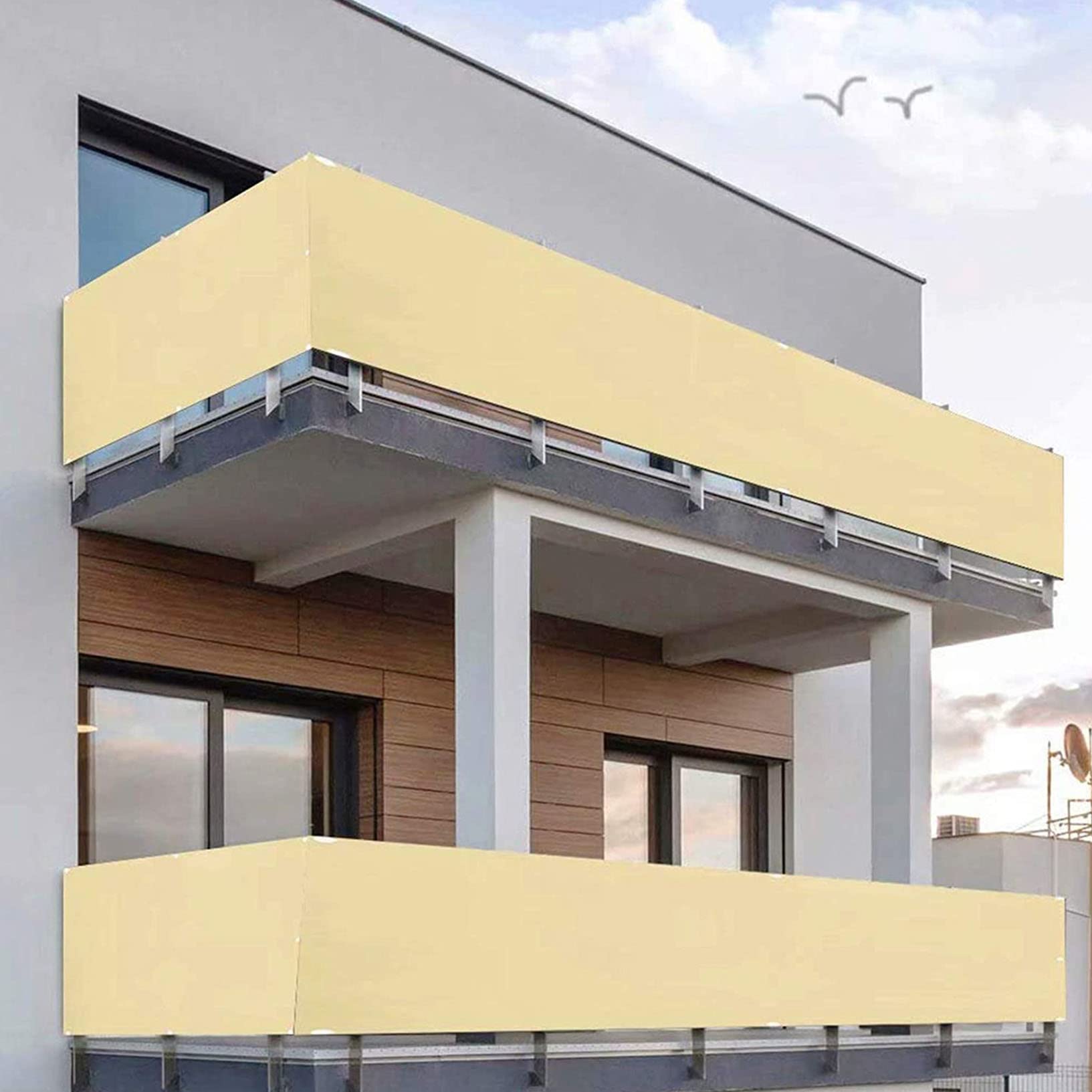 Balkon 1,2 x 9 m PCW ochrona przed promieniowaniem UV osłona przeciwwiatrowa na zewnątrz patio ogród podwórko kremowy kolor