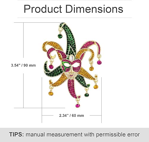 Miniatura 3 de Vanjewnol Broches de Mardi Gras para mujer, pines de Mardi Gras, broches grandes de Mardi Gras para mujer, accesorios de Mardi Gras para mujer,