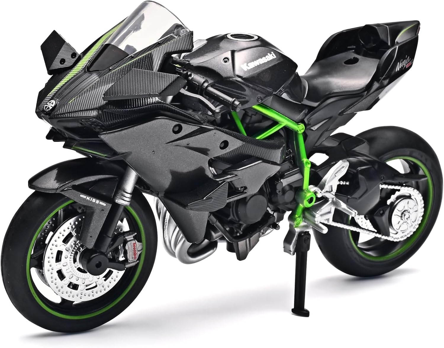 RZAPE Die Cast Motorcycle Model 1/12 Scale Motorcycle for Kawasaki Ninja H2R,Kawasaki H2R Toy Motorcycles Front Wheel Can Be Steered Left and Right,Motorcycles Model for Adults Collectors