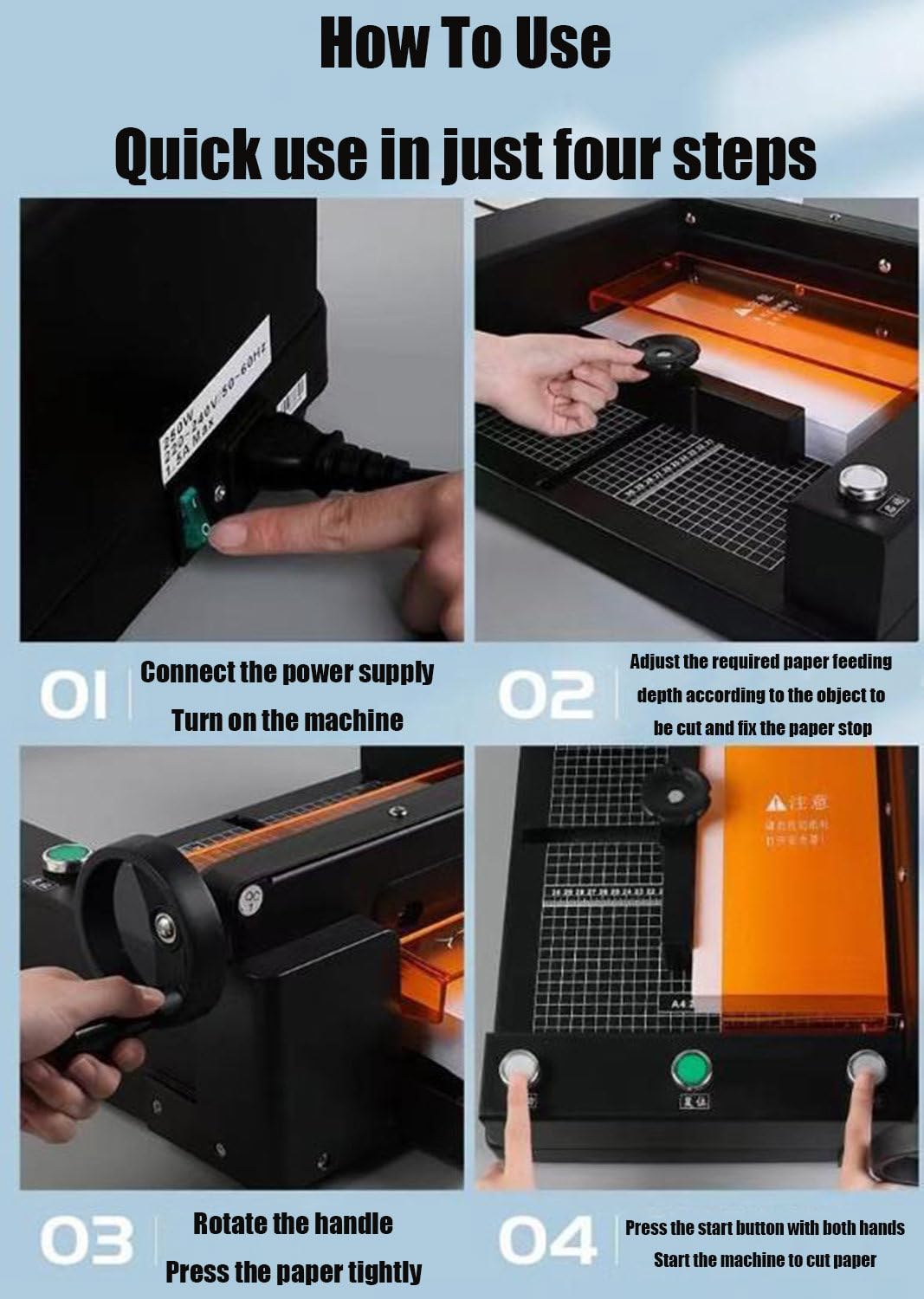 Tagliacarte elettrico, completamente automatico, resistente, per A4 e pelle, dispositivo di taglio di precisione per ufficio e artigianato