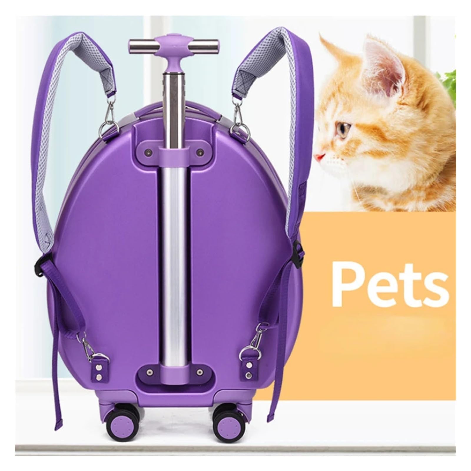 Bagagli for animali domestici, Valigia for animali domestici Trolley trasparente Borsa for gatti Fuori Capsula spaziale portatile for cani Zaino di grande capacità for viaggi all'aperto(Khaki