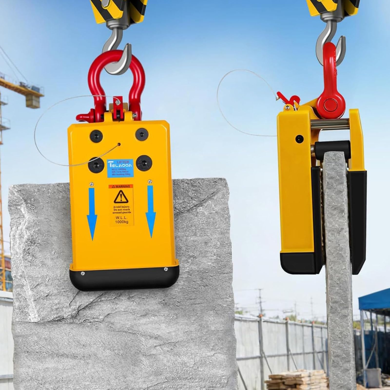HajMyrdonyx Heavy Duty 2200LBS Heavy Duty Stone Slab Lifting Clamp, Steel Granite Marble Quartz Lifter, Non-Scratch Rubber Jaws, Granite Slab Lifting Tongs for Installation and Transport 70mm