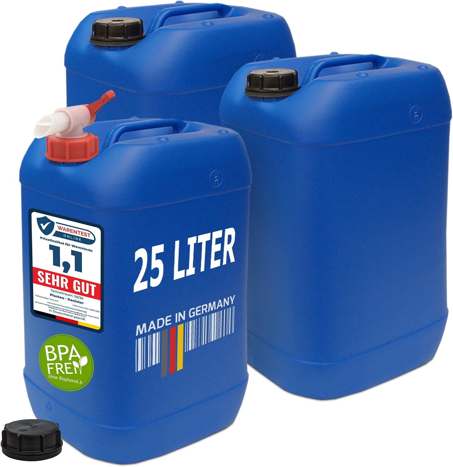 plasteo 25L Wasserkanister Blau – robust & lebensmittelecht
