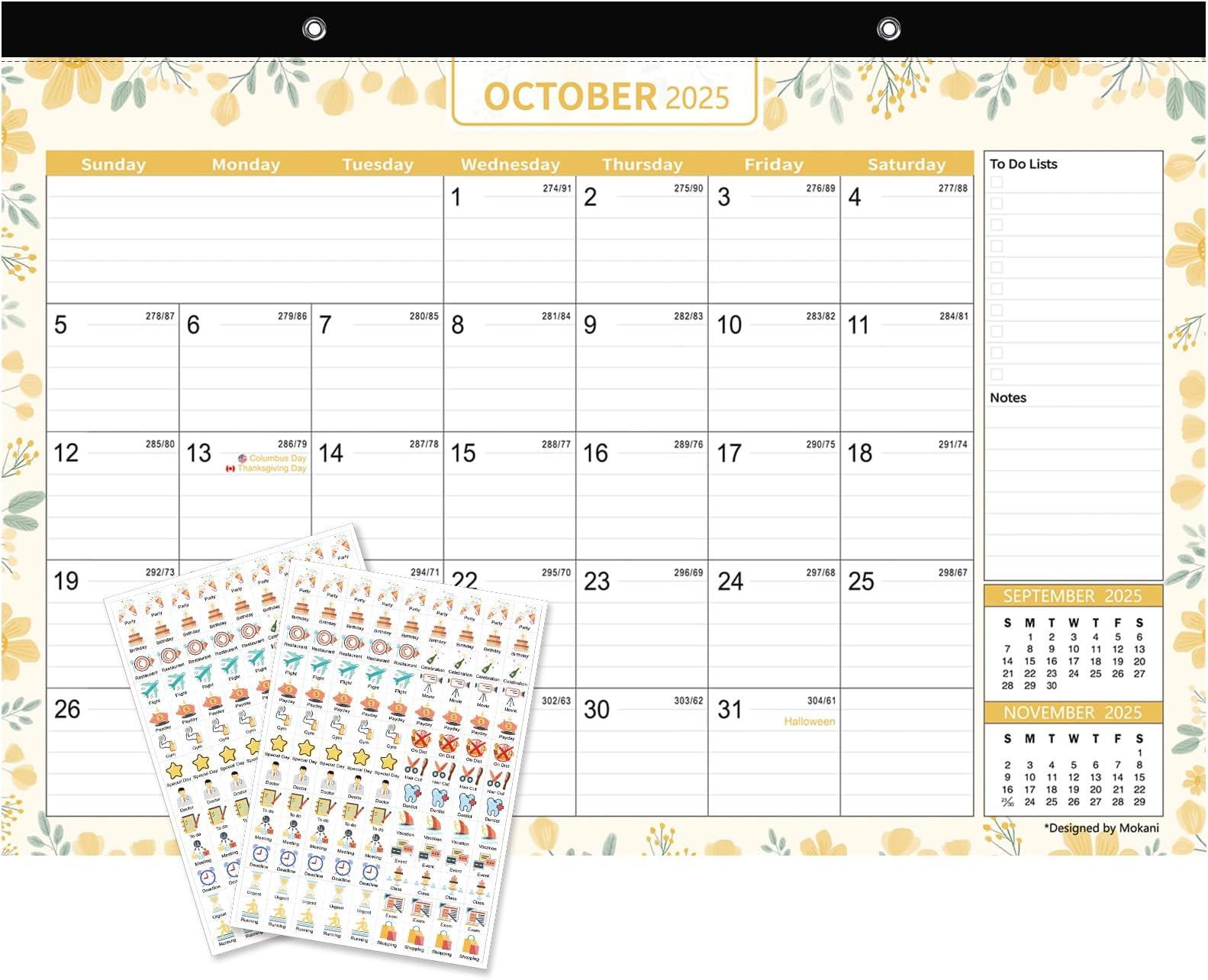 Mokani Desk Calendar 2020, Large Monthly Wall Calendar with Plastic Cover: 17"x12", 12 Months Academic Year Desk Pad Calendars (Jan. 2020 - Dec. 2020) with Bonus Planner Stickers