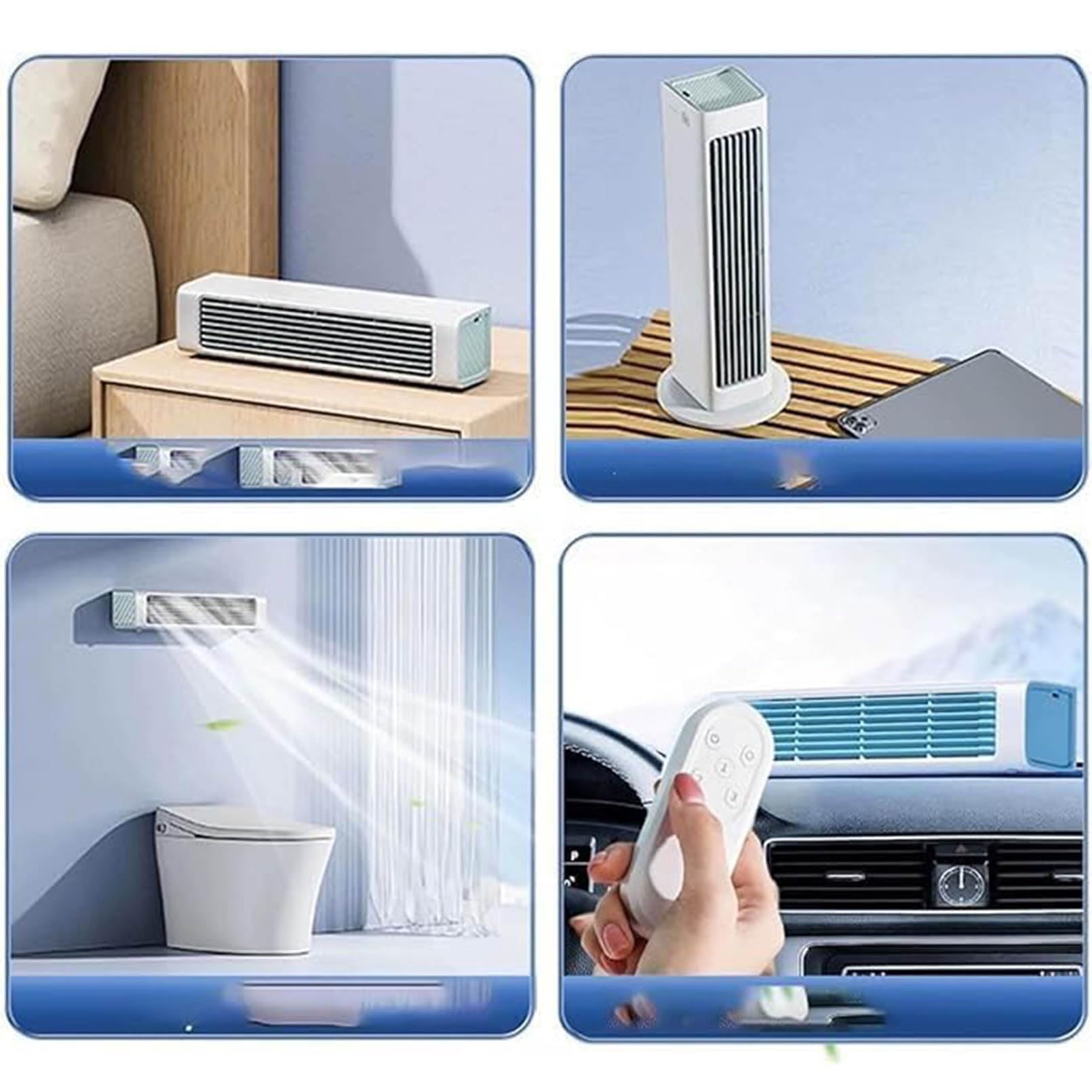 Ventilatore a torre senza pale, Ventilatore CA portatile senza lama con telecomando e 4000 mAh Blu Bianco(Blue)