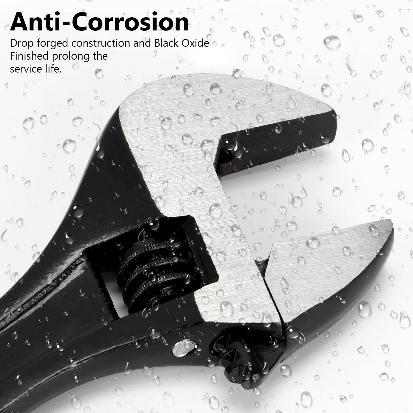 Zestaw 4 regulowanych kluczy nasadowych CR-V, 6, 8, 10, 12 cali, stal chromowo-wanadowa, szerokie szczęki, wykończenie z czarnego tlenku. Klucz nastawny Craftsman