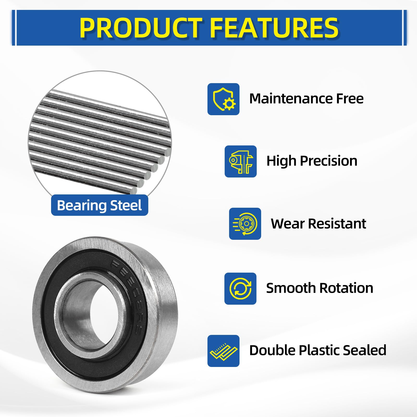 GICOOL Steel Bearings - 4 Pack, 5/8" Flange -4 GICOOL Steel Bearings - 4 Pack, 5/8" Flange -4