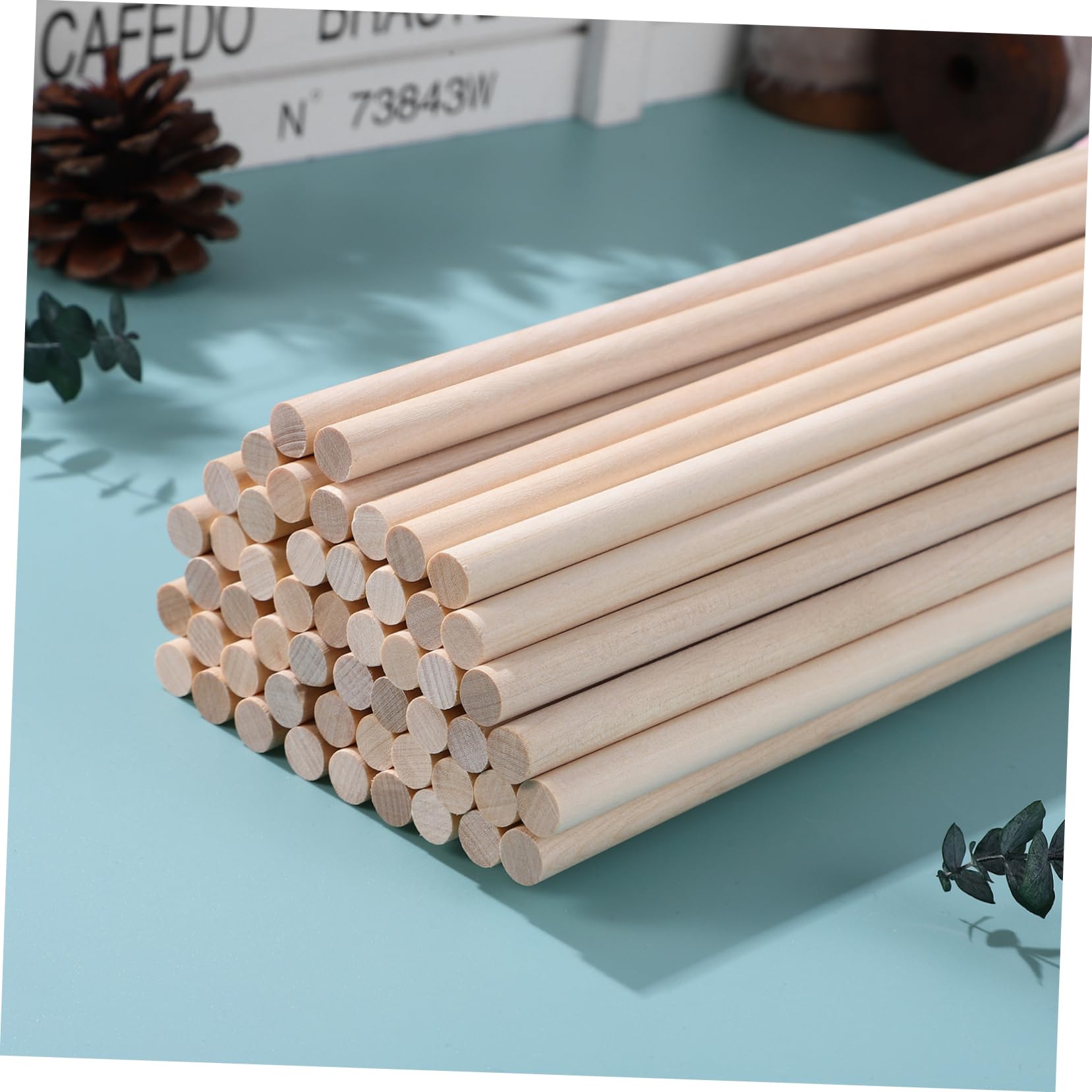 PLAFOPE 50 Stück Hartholz Rundstäbe Ømm Naturbelassene Holzstäbe Für Basteln DIY Möbelbau Modellbau Dekoration