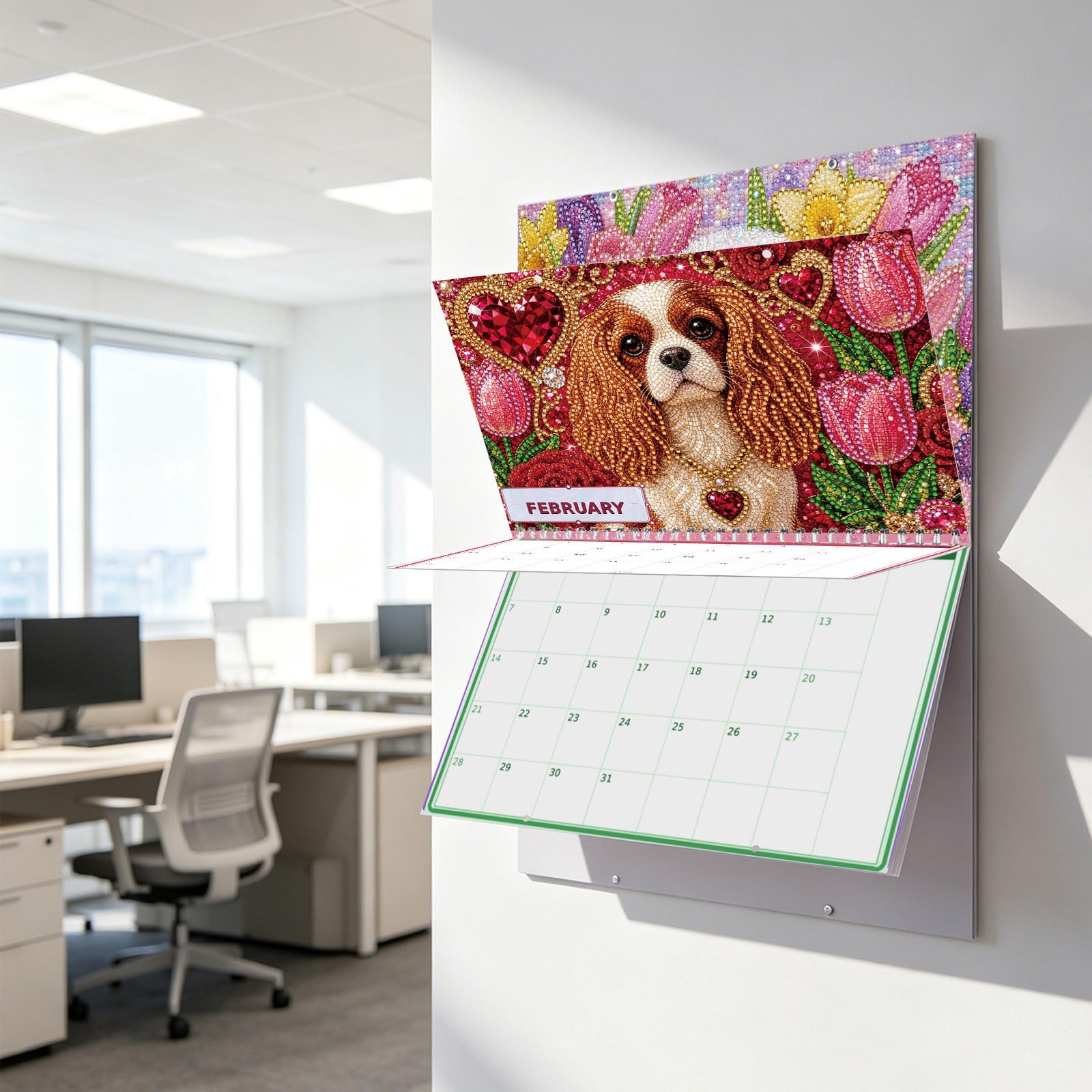 Hunde-Diamant-Kunstkalender 2027 für Erwachsene, DIY-Wanddekoration, 30 x 24 cm