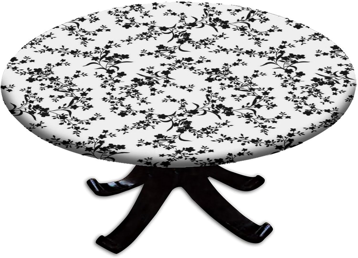 Elastic Edge Fitted Polyester Round Tablecloths, Fox,Funny Sleeping Fashion Fox Figures Falling Washable Wipeable Tablecloth, for Indoor Holiday Family Banquet and Outdoor Patio Use, Fit for 44" Table