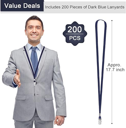 Vista 15 de Marspark Cordones a granel con clip para cuello plano con gancho giratorio para tarjetas de identificación