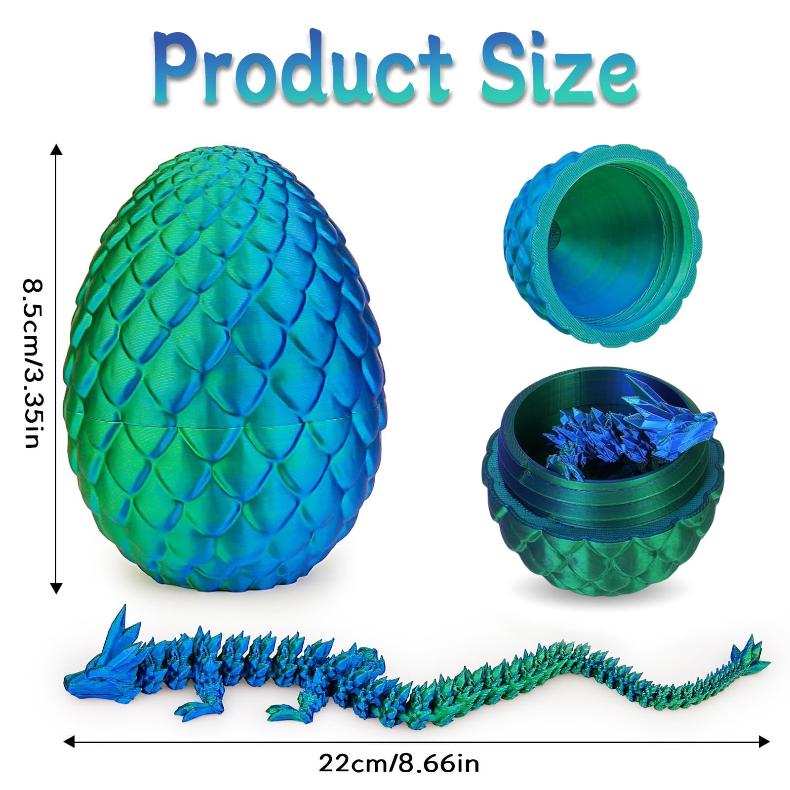 Dragón impreso en 3D, huevos de Pascua para niños, amantes de los dragones, oficinas, casas y juguetes de escritorio