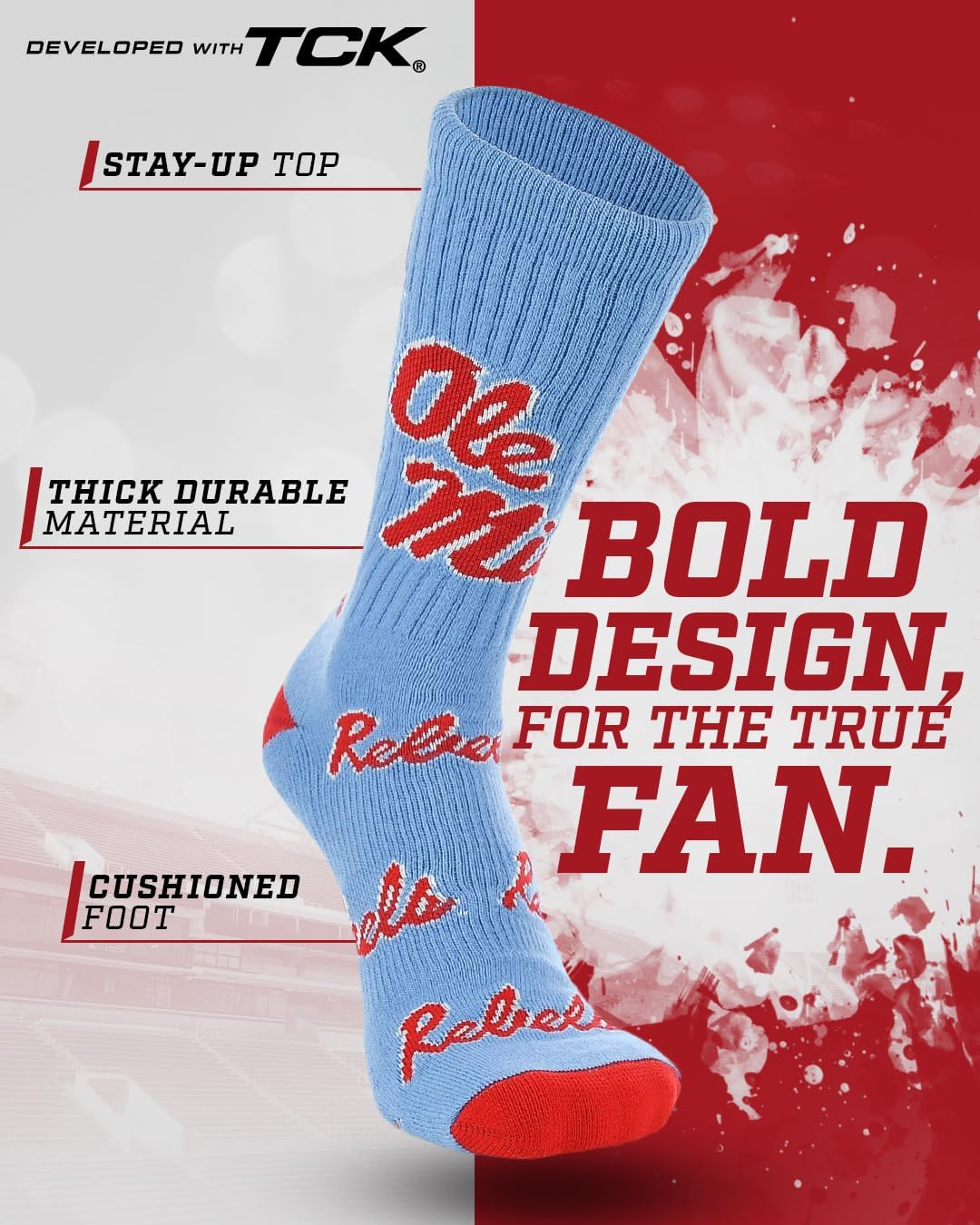 TCK Mayhem Crew Socks Calf Length Sock Mens Game Day Socks