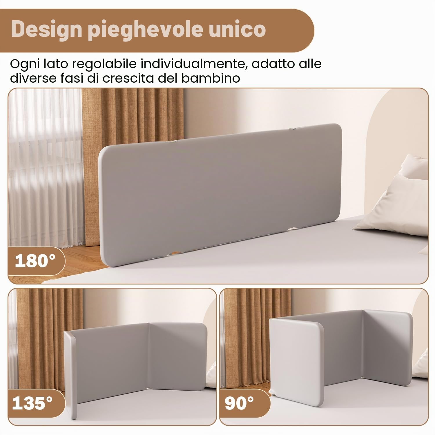 Griglia di protezione per letto, 120 cm, regolabile in altezza, per lettino, portatile, per viaggi, facile da montare