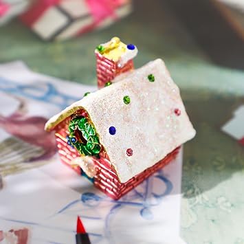 YU FENG Christmas House Trinket Box Hinged Jeweled Enamel Jewelry Ring Box