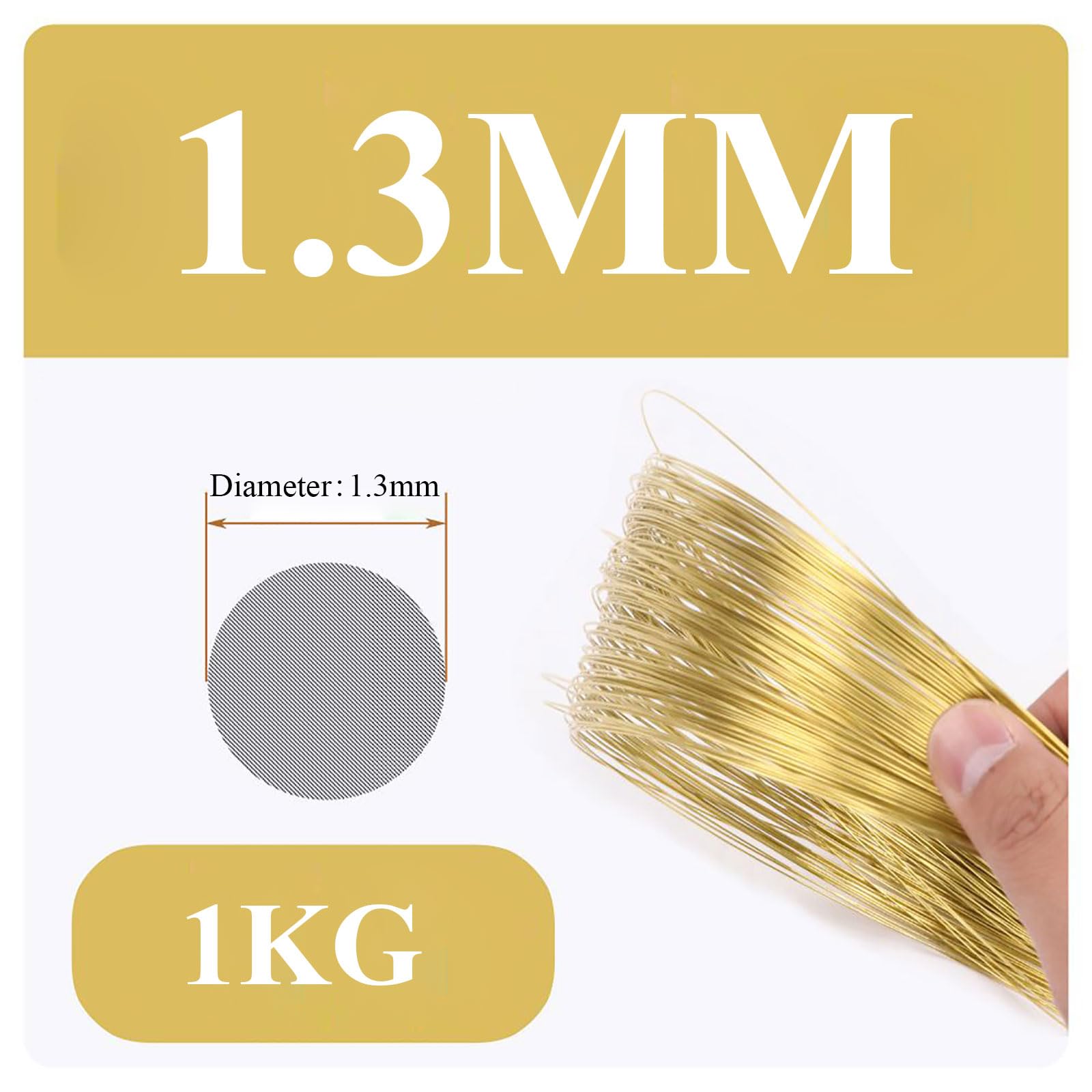 Diametro 1,1/1,2/1,3/1,4/1,5 mm, peso kg, filo di ottone massiccio nudo for la creazione gioielli, artigianato, elettricità, industria,2 *(1.3mm*1kg)