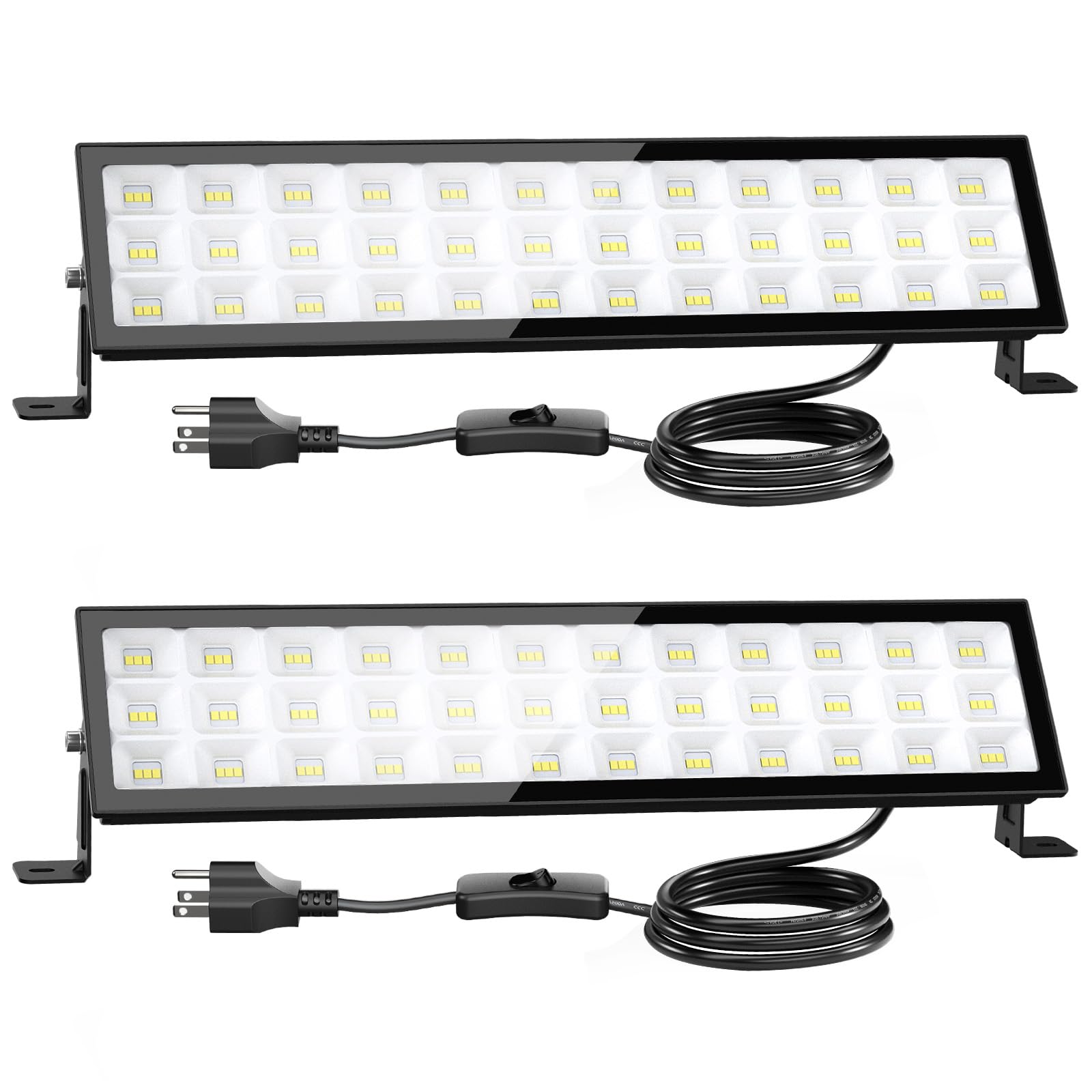Onforu LED Shop Lights,100W 14000lm Ultra Bright LED Work Lights with Plug,6500K Daylight White Garage Light,IP66 Waterproof Lighting for Garage Warehouses Workshop(2 Pack)