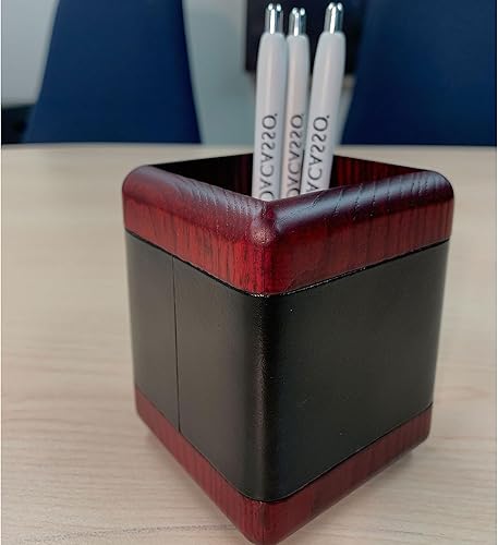 Miniatura 4 de Dacasso Juego de accesorios de escritorio de 10 piezas de palisandro y cuero negro, elementos esenciales de organización con almohadilla de