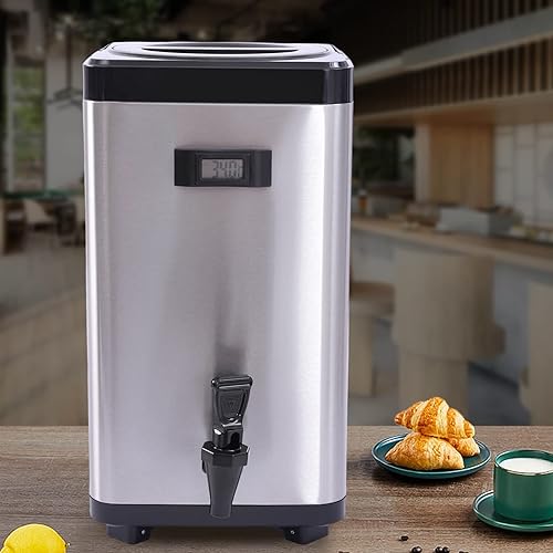 Miniatura 89 de Dispensador de bebidas aislado, dispensador de bebidas calientes de acero inoxidable de 13L/3.43 galones, dispensador portátil de bebidas frías