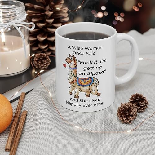 Miniatura 6 de Taza divertida para mujeres dueñas de mascotas – Taza para café «A Wise Woman Once Said», blanca, 325 ml., 11onza, Alpaca - Mujer Sabia 1