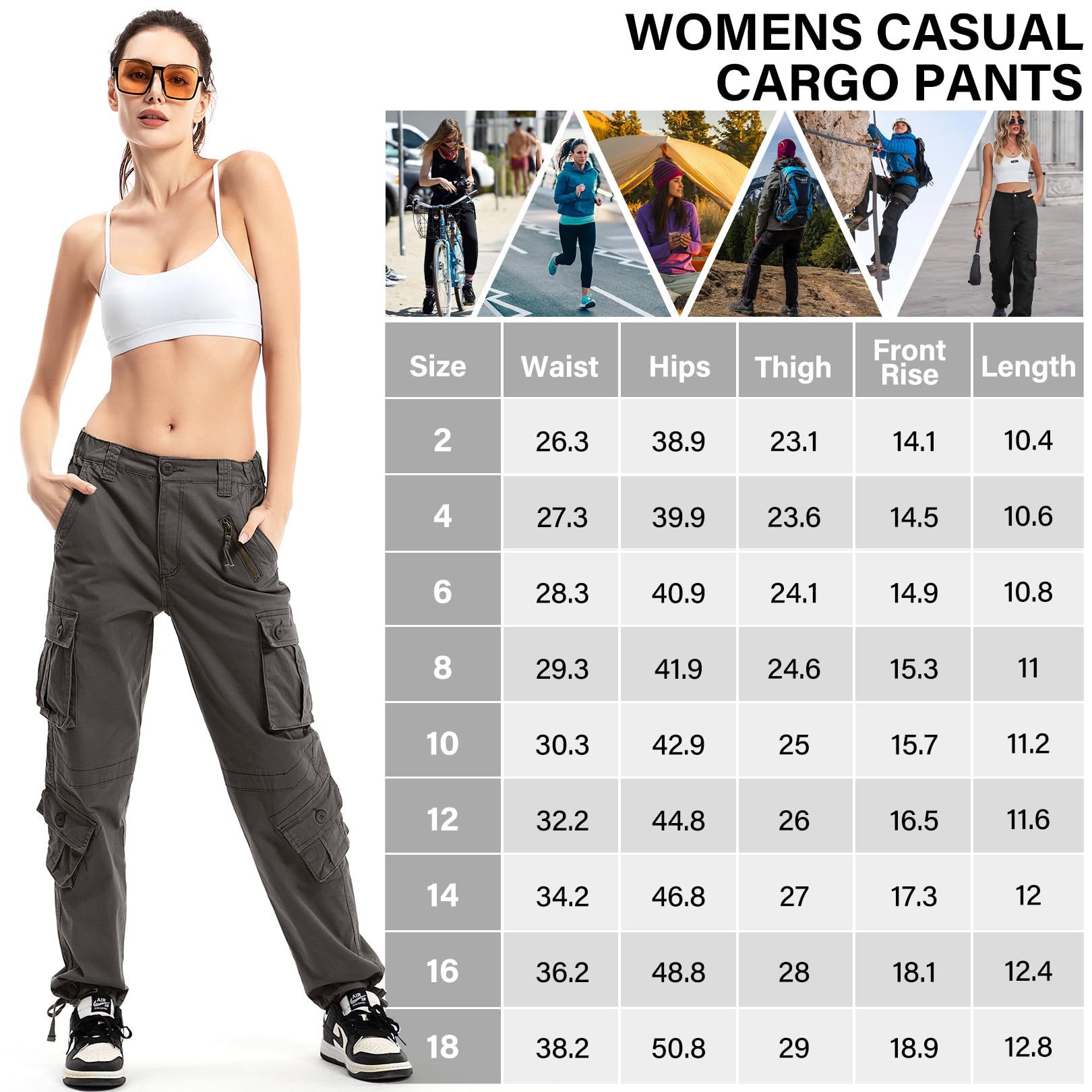 Jessie Kidden Pantaloni cargo da combattimento da donna, mimetici, militari, tattici, da lavoro