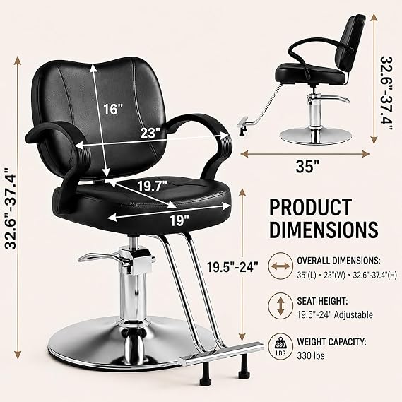 Artist hand Salon Chair for Hair Stylist, Hydraulic Barber Chair for Home | Adjustable Height, 360 Degree Swival, Heavy Duty, Hairdressing Styling Braiding Equipment, for Hair Salon Barbershop