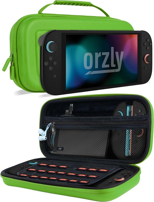 Orzly Funda de Transporte para Consola Nintendo Switch 2 2025 de 7.9 Pulgadas, Funda rígida con Almacenamiento Inteligente para Accesorios y Bolsillos de Juegos, Edición de Caja de Regalo