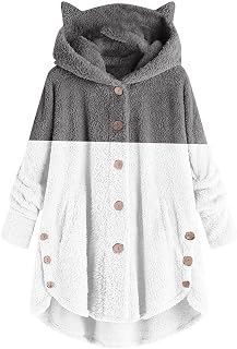Kobilee Plus Size Women's Comfortable Winter Jacket Microfleece Long Clothing Lightweight Curvy Jacket with Zip Hood Fleece Jacket Trekking Mountain