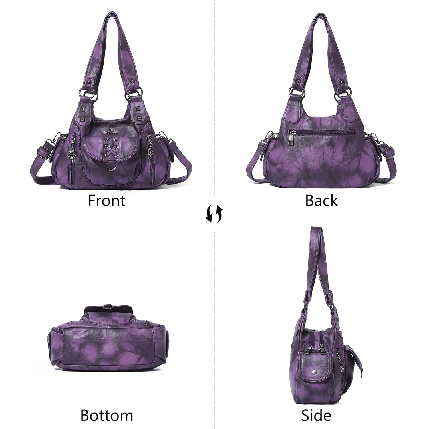 Angel Kiss Small Purses for Women Hobo Shoulder Bags Y2K Vegan Leather Multi-Pocket Handbags Designer Crossbody Tote Bag