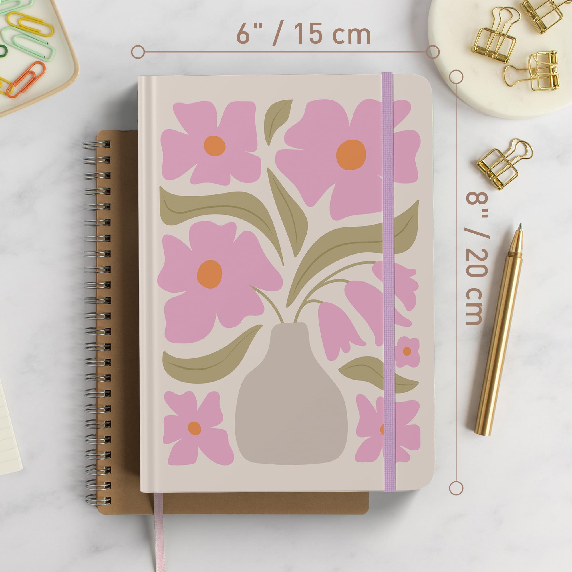 Rileys & Co Taccuino Rigido 8x6 Pollici 240 Pagine a Righe Floreale