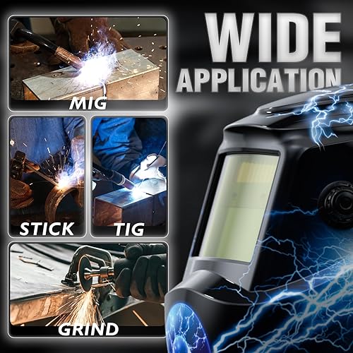 Vista 32 de YESWELDER - Careta de soldar con oscurecimiento automático, bloqueo luz azul, color real 1/1/1/1, alimentación solar y 2 sensores de arco, sombra