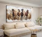 tigeridge Horses Canvas Wall Art - Brown Horse Pictures Animal Wall Decor Running Horses Painting Prints Artwork for Living Room Bedroom Home Office Wall Decorations 50X100CM