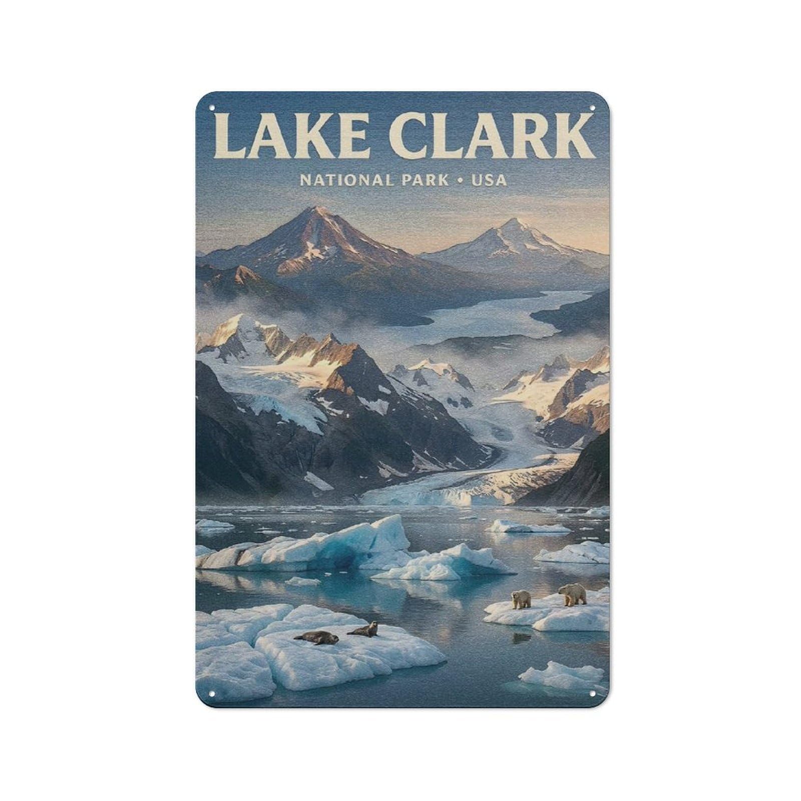 Junmoney Style-16 Lake Clark National Park (2) Retro Metal Wall Decor 30X20cm, Vintage Metal Sign For Cafe, Pub, Workshop Or Home Bar
