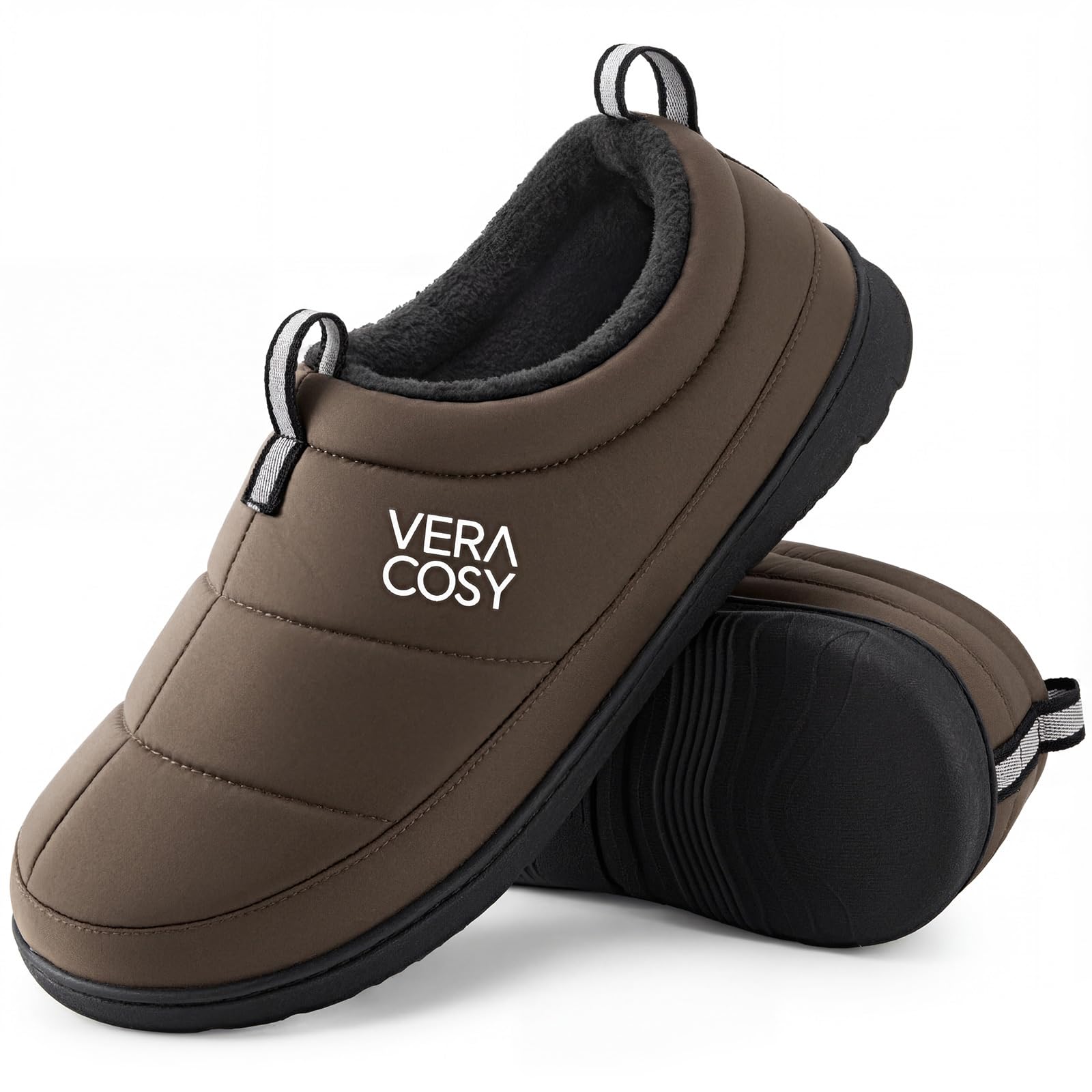 Men's Quilted Slippers with Elastic Gore and Anti Skid Outsole for Outdoor